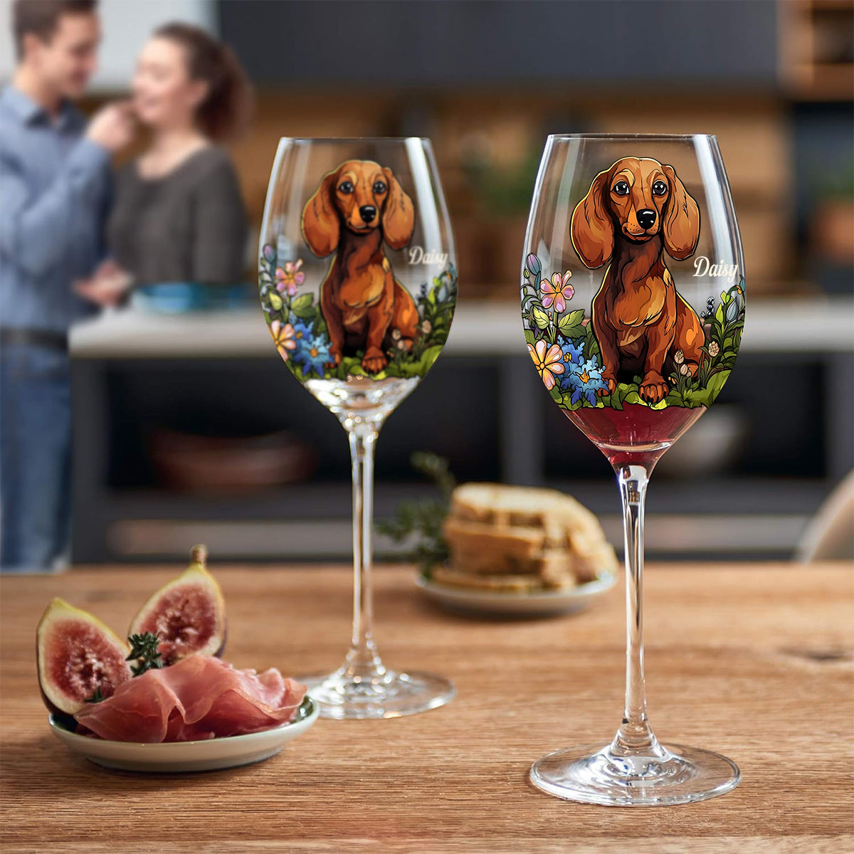 Verre à vin personnalisé pour chien avec photo de votre animal de compagnie et style vitrail - Verre à vin à longue tige