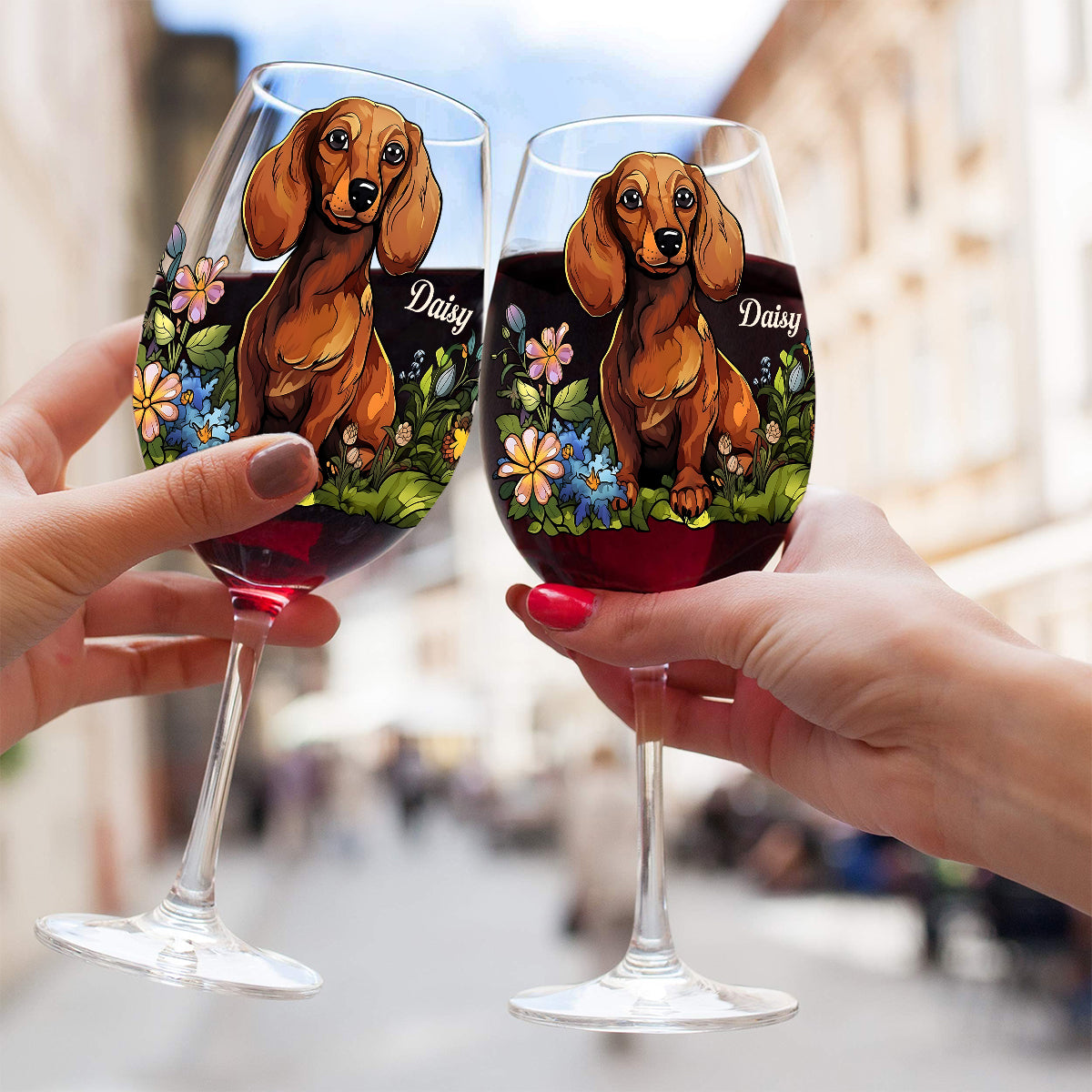 Verre à vin personnalisé pour chien avec photo de votre animal de compagnie et style vitrail - Verre à vin à longue tige