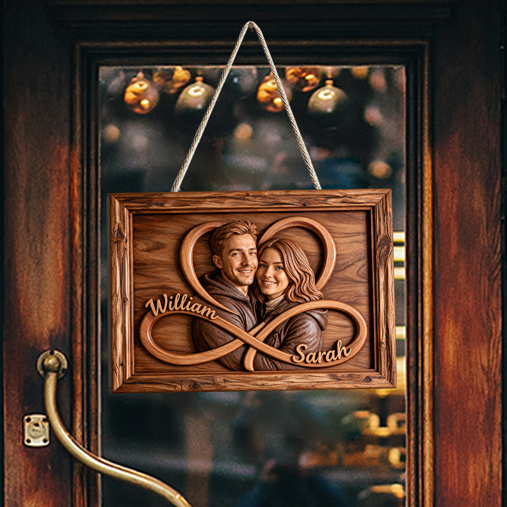 Love You Infinite - Personalized Couple Custom Shaped Wood Sign