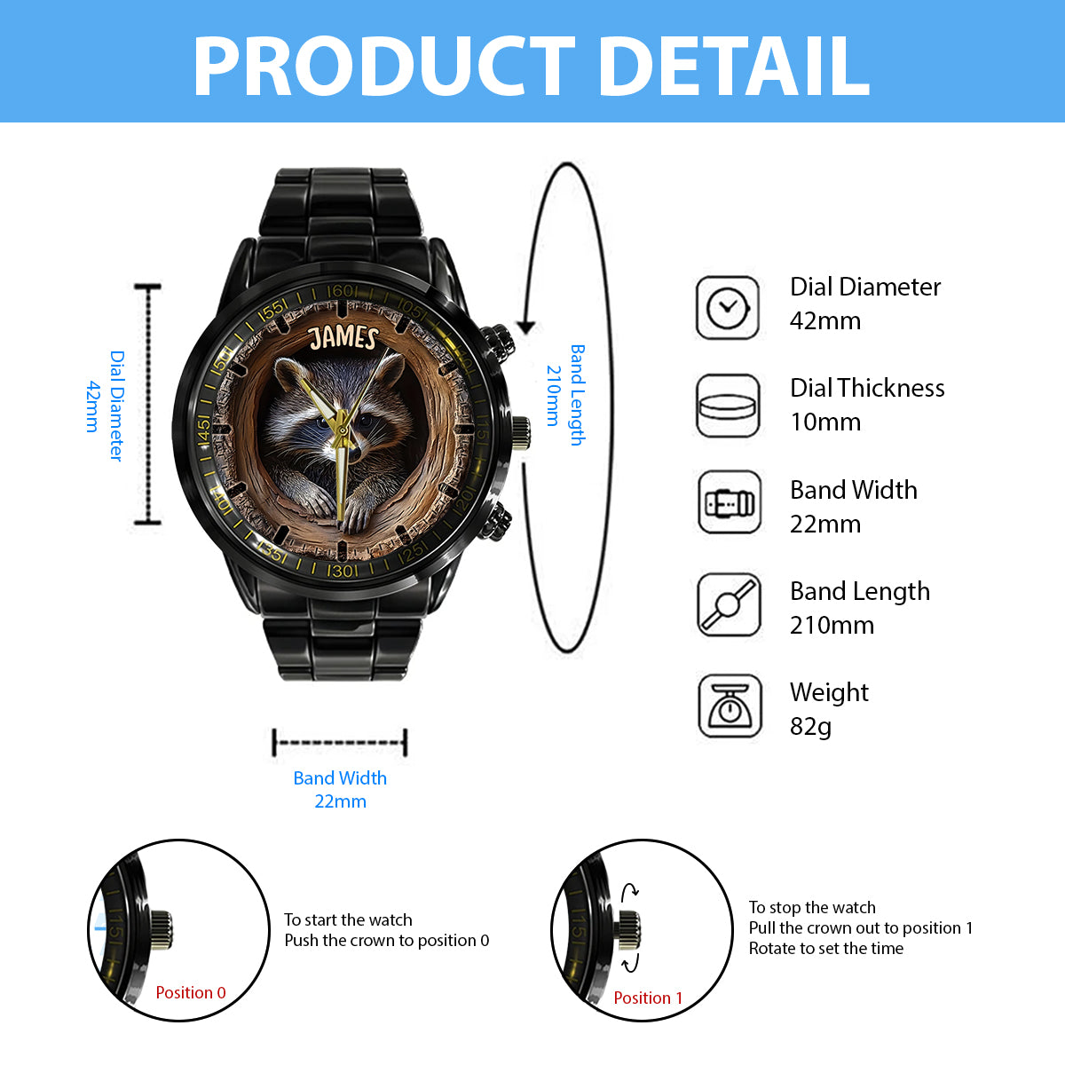 Adorable raton laveur - Montre-bracelet personnalisée raton laveur