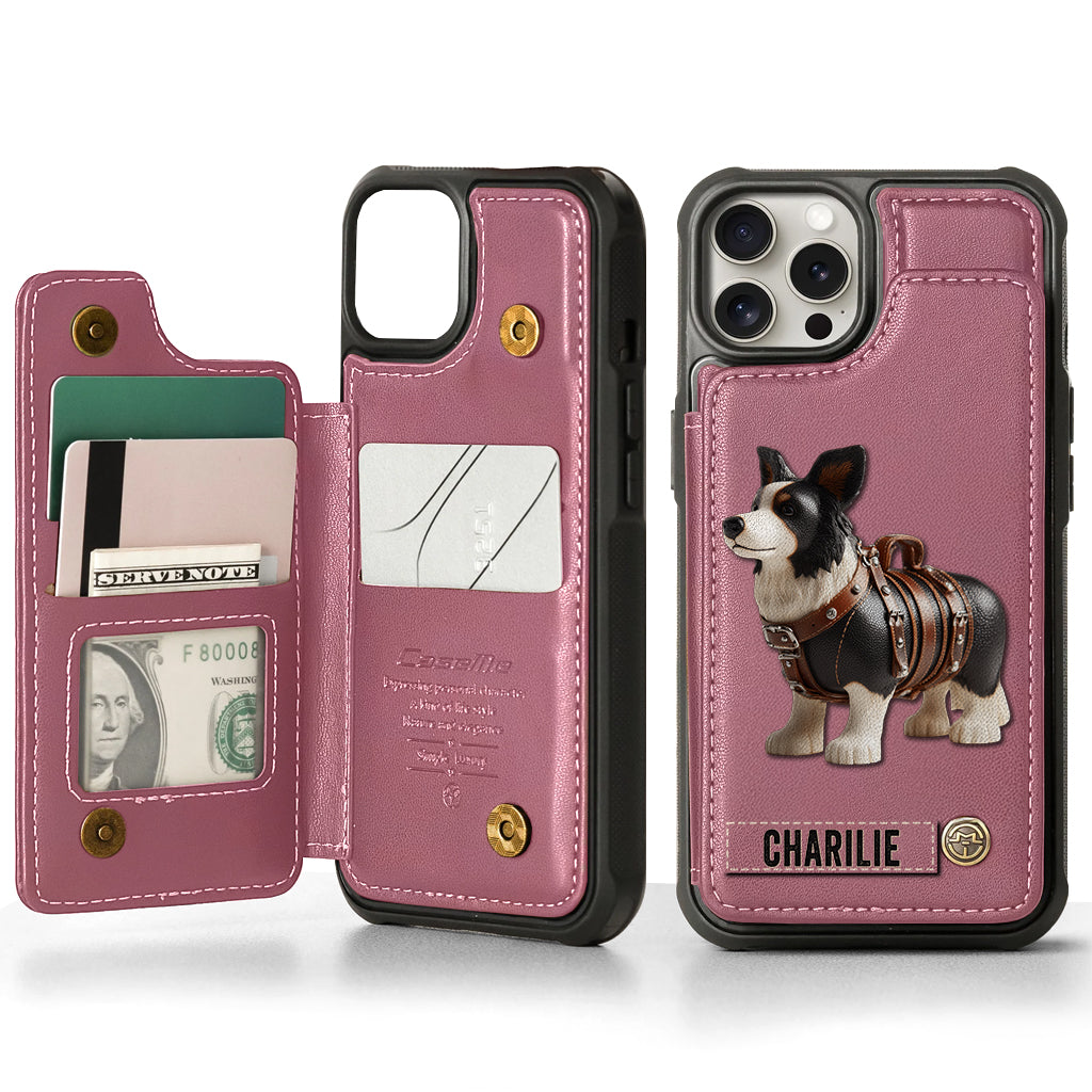 Étui portefeuille personnalisé pour téléphone avec un adorable Border Collie - Étui pour téléphone/portefeuille pour chien