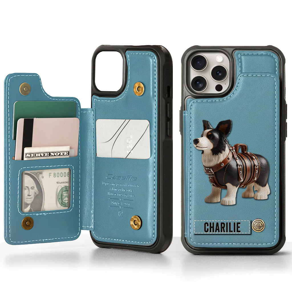 Étui portefeuille personnalisé pour téléphone avec un adorable Border Collie - Étui pour téléphone/portefeuille pour chien