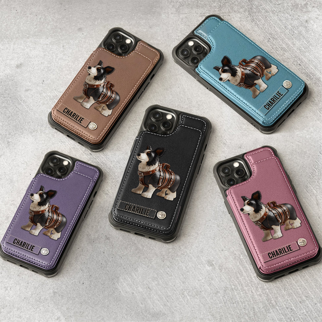 Étui portefeuille personnalisé pour téléphone avec un adorable Border Collie - Étui pour téléphone/portefeuille pour chien