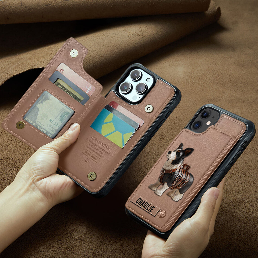 Étui portefeuille personnalisé pour téléphone avec un adorable Border Collie - Étui pour téléphone/portefeuille pour chien