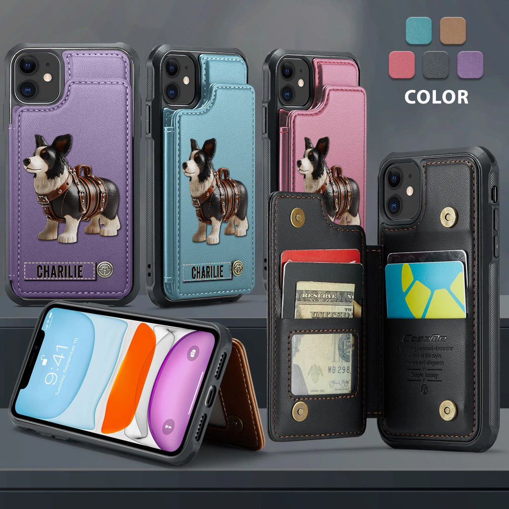 Étui portefeuille personnalisé pour téléphone avec un adorable Border Collie - Étui pour téléphone/portefeuille pour chien