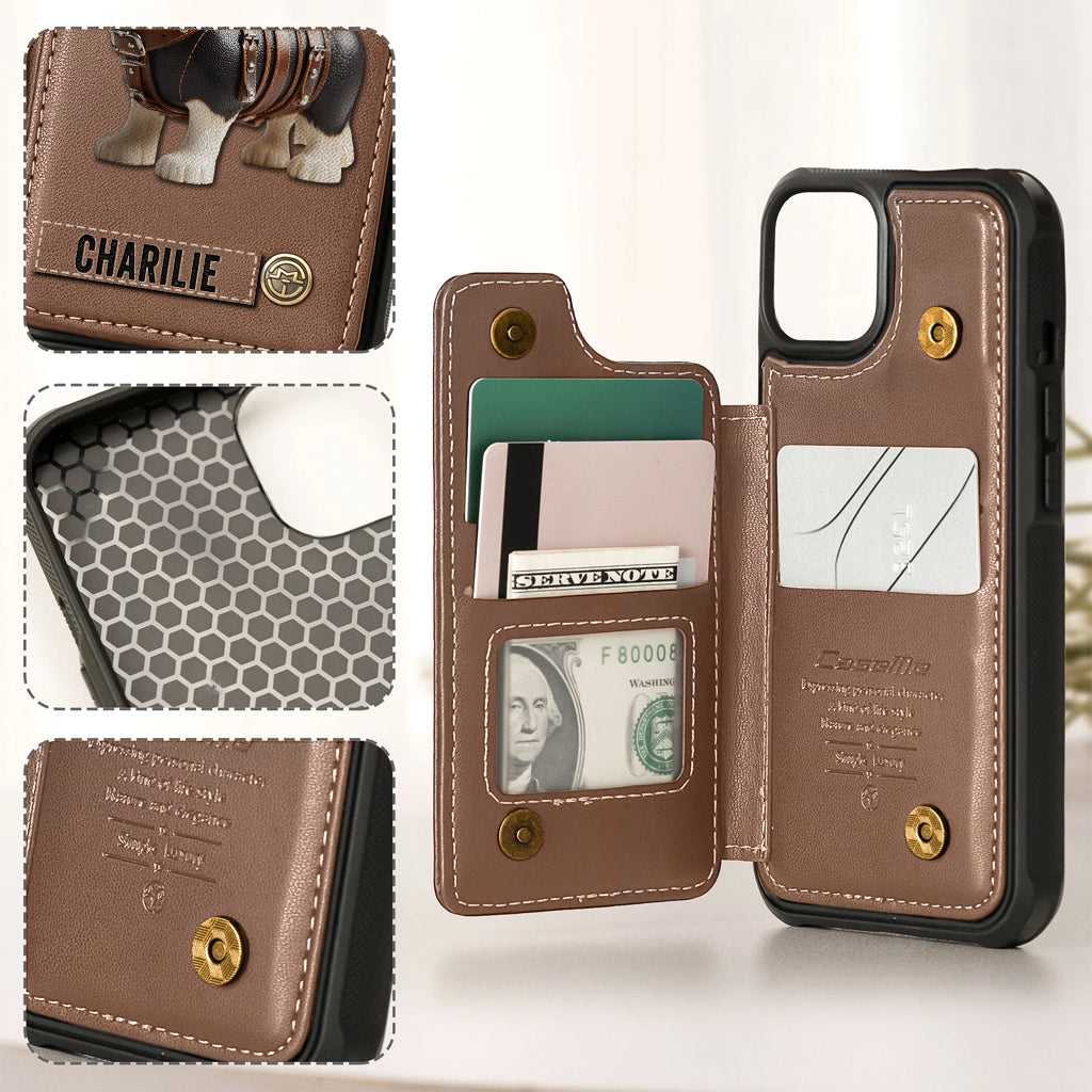 Étui portefeuille personnalisé pour téléphone avec un adorable Border Collie - Étui pour téléphone/portefeuille pour chien