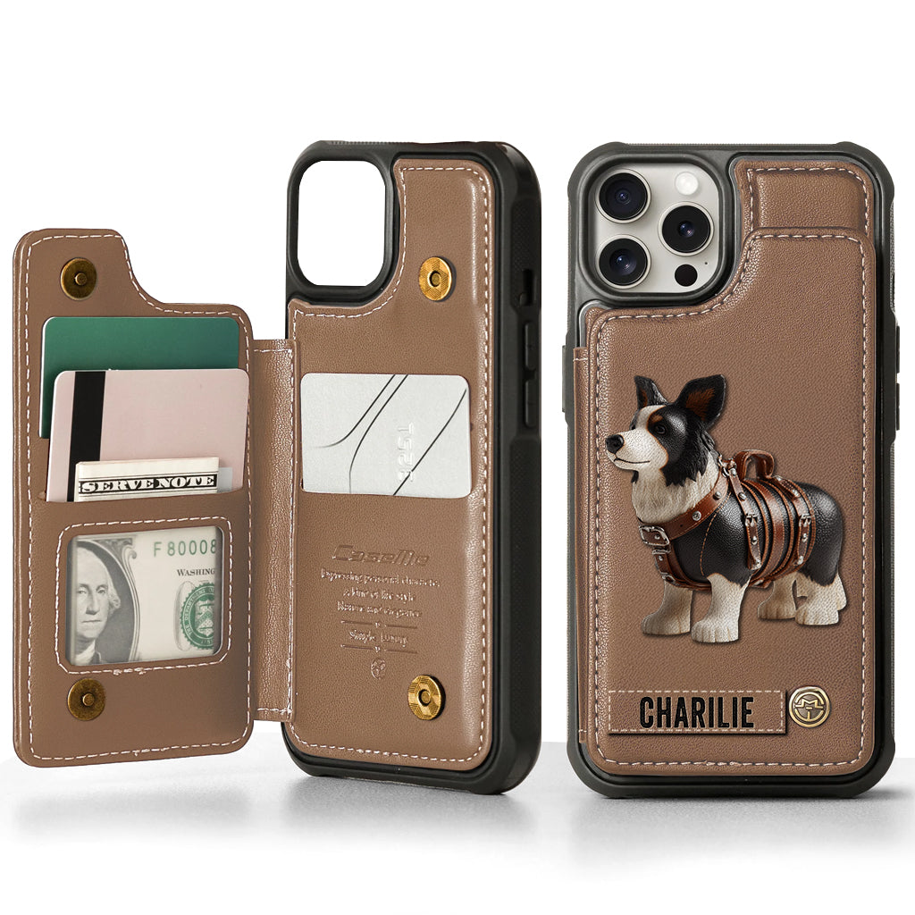 Étui portefeuille personnalisé pour téléphone avec un adorable Border Collie - Étui pour téléphone/portefeuille pour chien