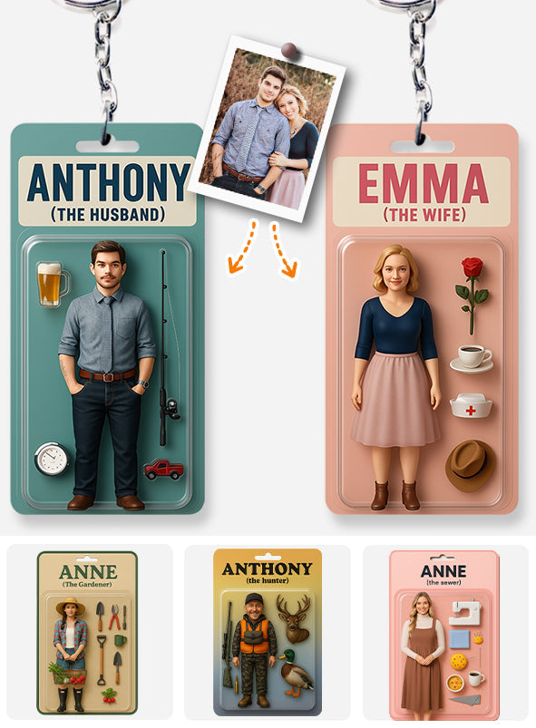 Custom Figure From Photo - Personalized Couple Keychain