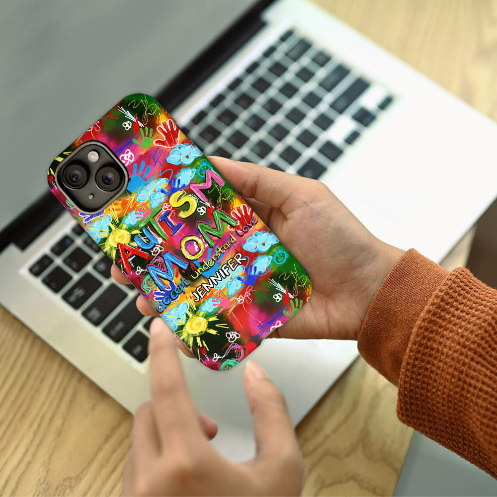 Maman d'un enfant autiste - Coque de téléphone personnalisée avec impression intégrale pour la sensibilisation à l'autisme