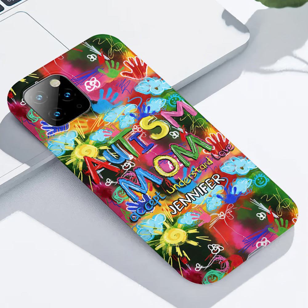 Maman d'un enfant autiste - Coque de téléphone personnalisée avec impression intégrale pour la sensibilisation à l'autisme