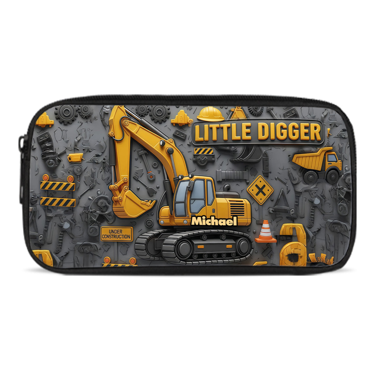 Littie Digger - Ensemble sac à dos, sac à goûter et trousse personnalisés pour enfant