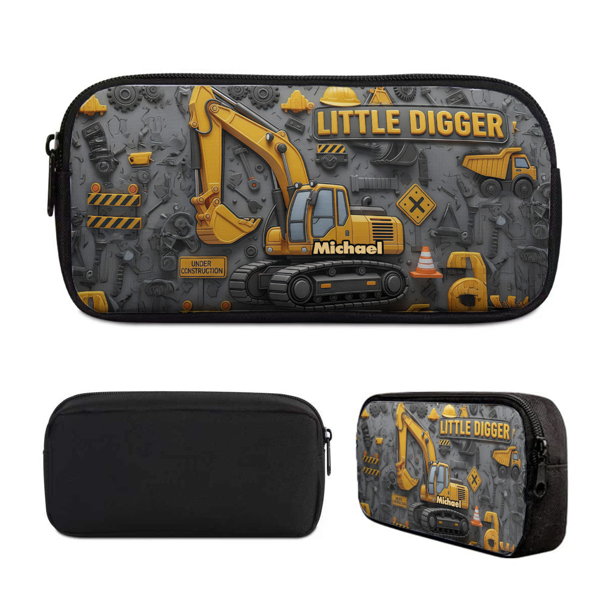 Littie Digger - Ensemble sac à dos, sac à goûter et trousse personnalisés pour enfant