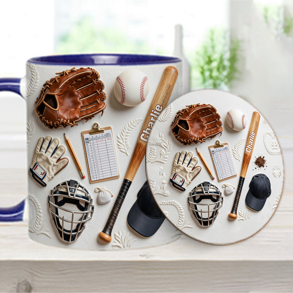 Aimez-vous le baseball ? Mug et sous-verre personnalisés sur le thème du baseball