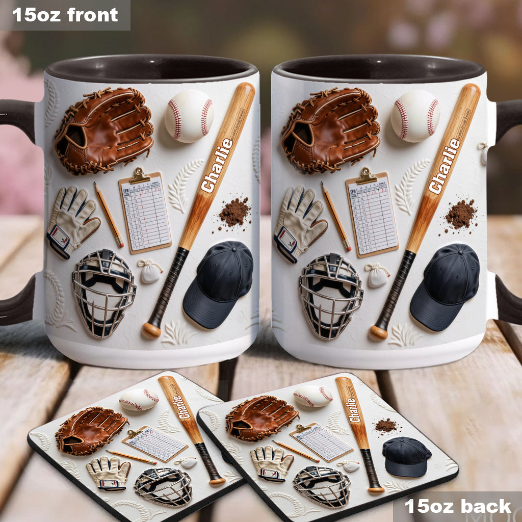 Aimez-vous le baseball ? Mug et sous-verre personnalisés sur le thème du baseball
