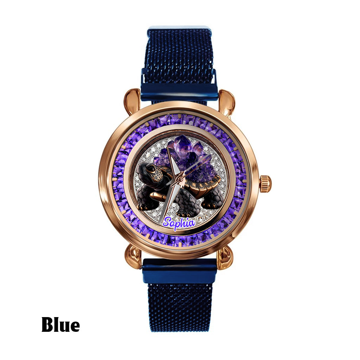 Montre-bracelet Tortue personnalisée pour femme, style Améthyste/Quartz rose/Rubis/...