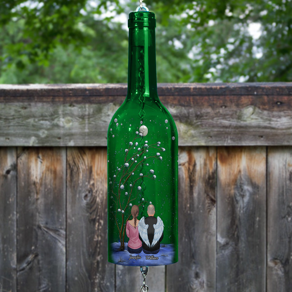 Hear The Wind And Think Of Me - Personalized Memorial Wine Bottle Wind Chime
