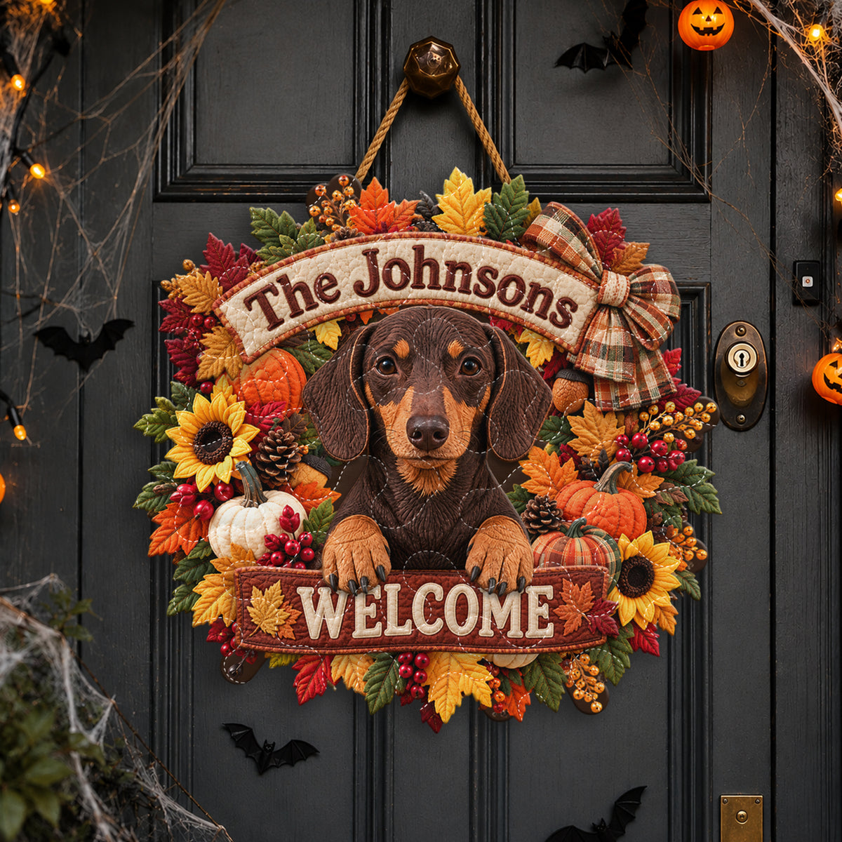 Pet Welcome Fall - Personalized Dog Quilted Door Hanger