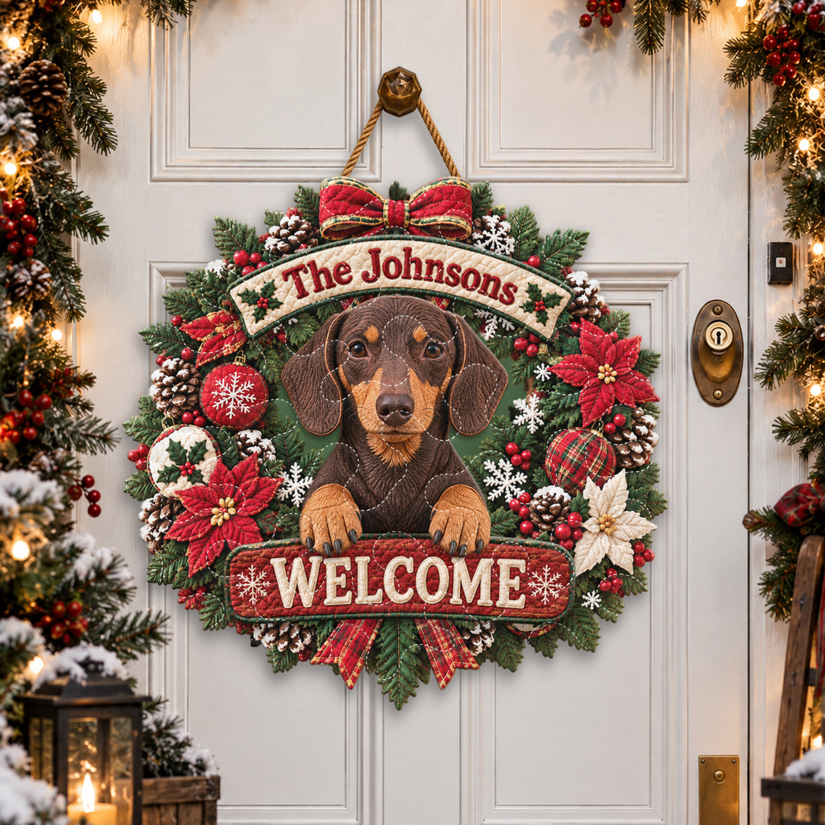 Pet Welcome Fall - Personalized Dog Quilted Door Hanger