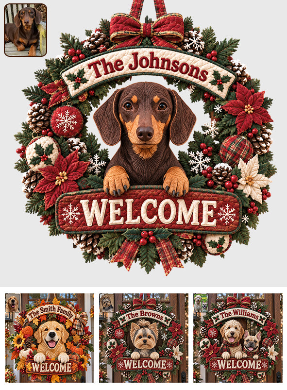 Pet Welcome Fall - Personalized Dog Quilted Door Hanger