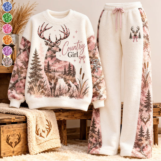 Country Girl - Personalisiertes Jagd-Fleece-Lounge-Set