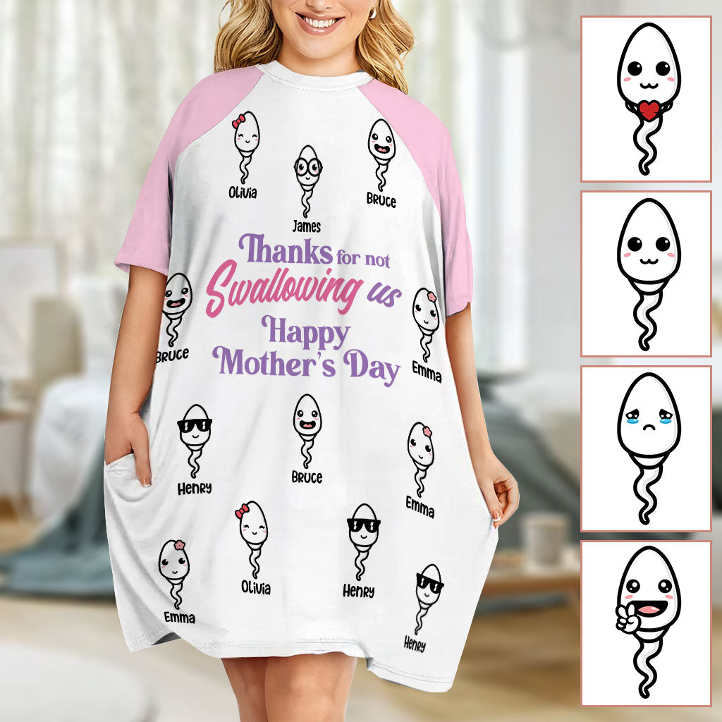 Thanks Mom - Personalized Mother Sleep T-shirt Dress