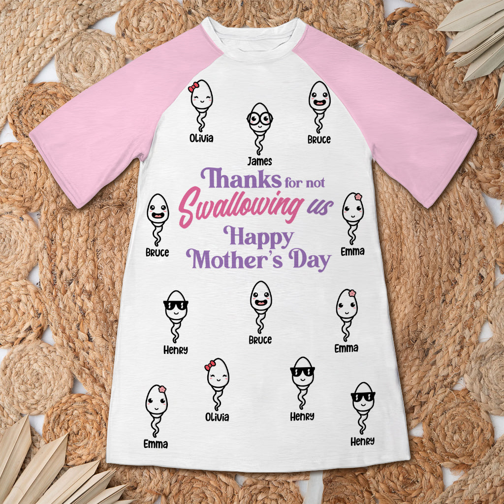 Thanks Mom - Personalized Mother Sleep T-shirt Dress