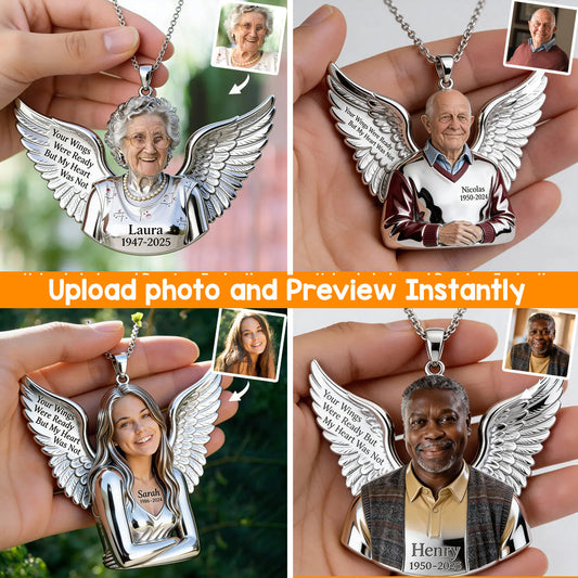 Tes ailes étaient prêtes - Collier pendentif commémoratif personnalisé en métal