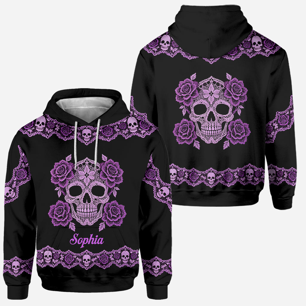 Floral Skull - Personalized Skull Hoodie and Leggings