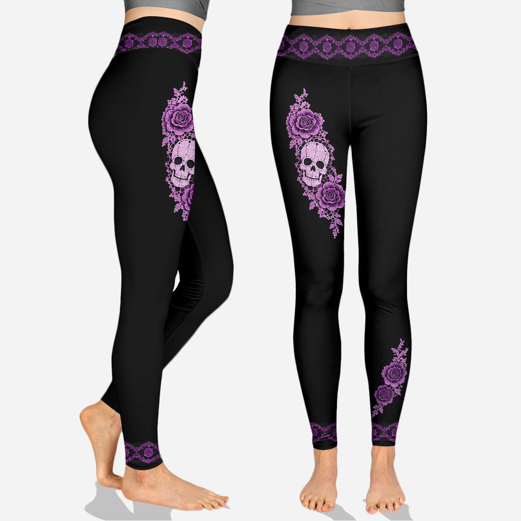 Floral Skull - Personalized Skull Hoodie and Leggings