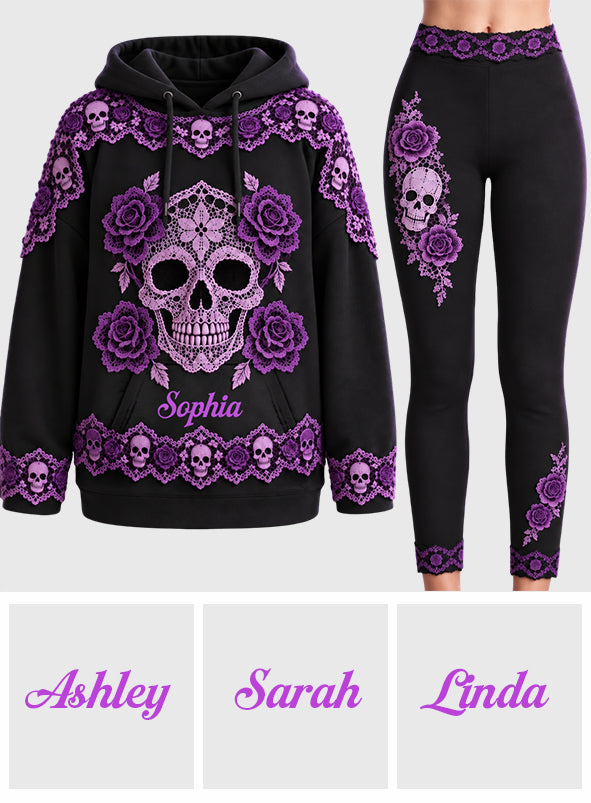 Floral Skull - Personalized Skull Hoodie and Leggings