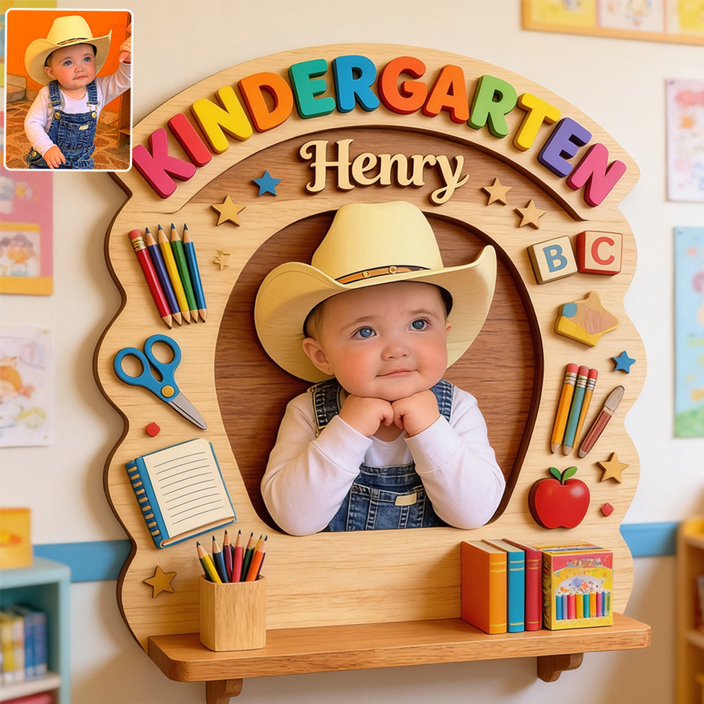 Zurück zur Schule - Personalisierte Kinder Holz Wandregal