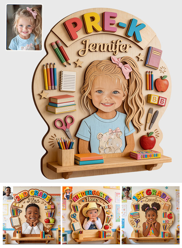 Zurück zur Schule - Personalisierte Kinder Holz Wandregal