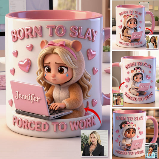 Geboren, um zu glänzen, gezwungen zu arbeiten – Personalisierte Tasse mit Kollegenakzent