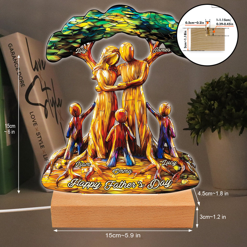 To Us You're The World - Personalized Father Shaped Plaque Light Base