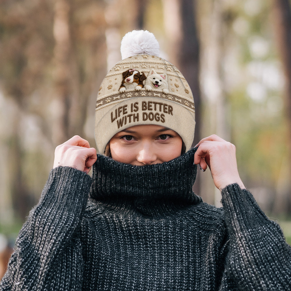Life Is Better With Pets - Personalized Dog Beanie Hat