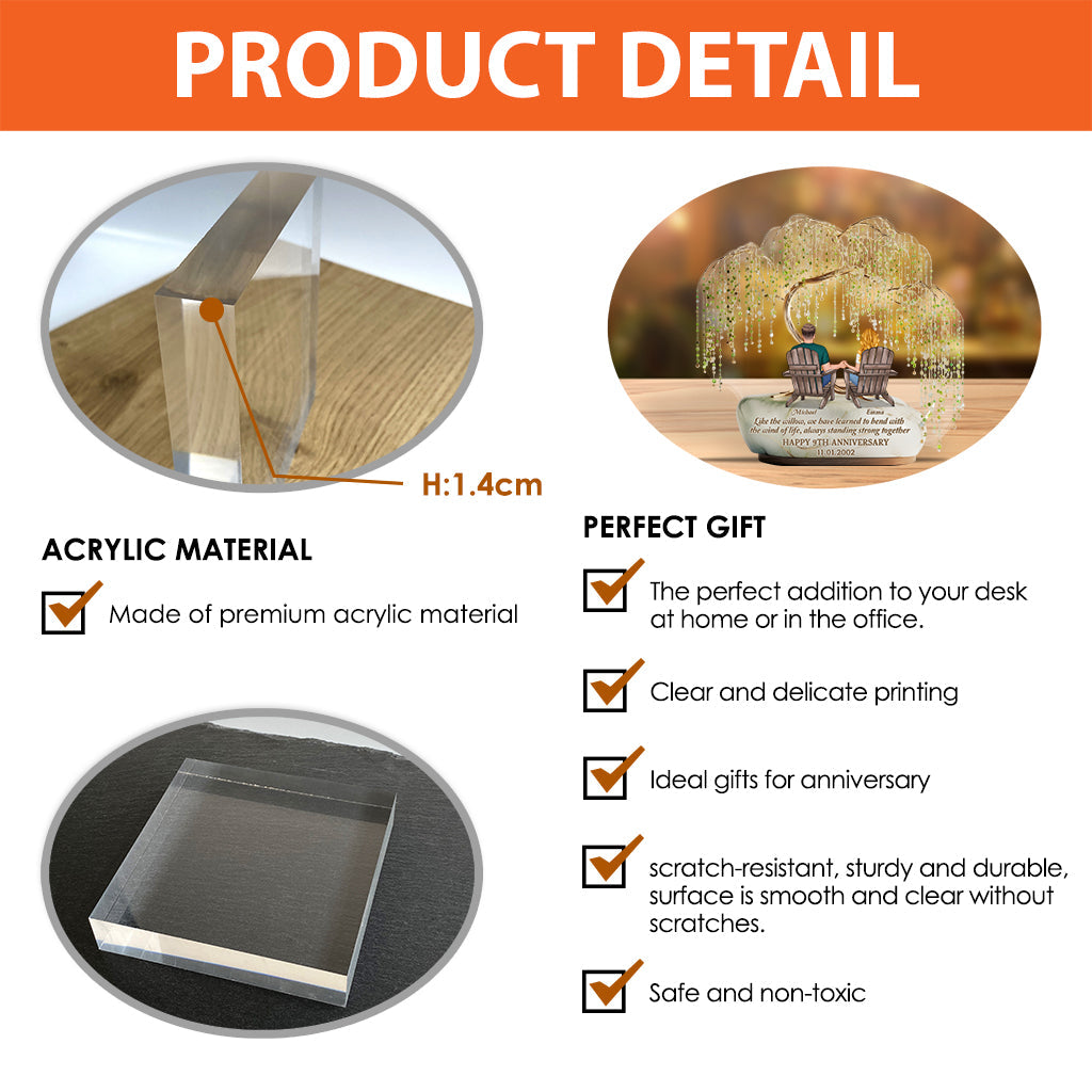 Willow Tree Anniversary Gift - Personalized Couple Custom Shaped Acrylic Plaque