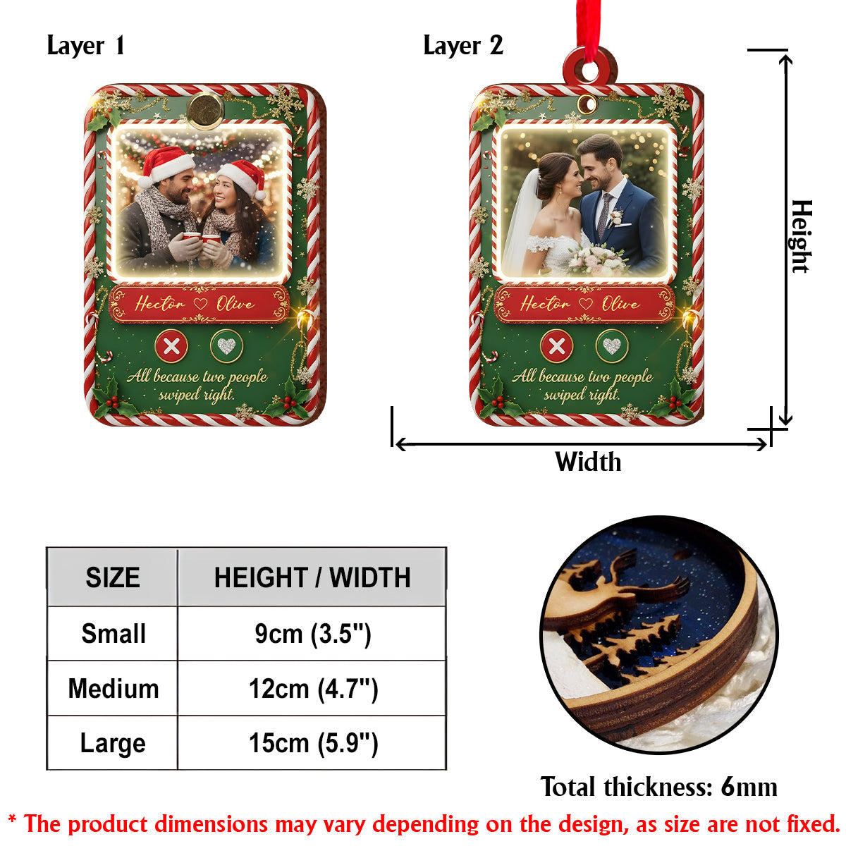 All Because Two People Swiped Right - Personalized Couple Flip Ornament