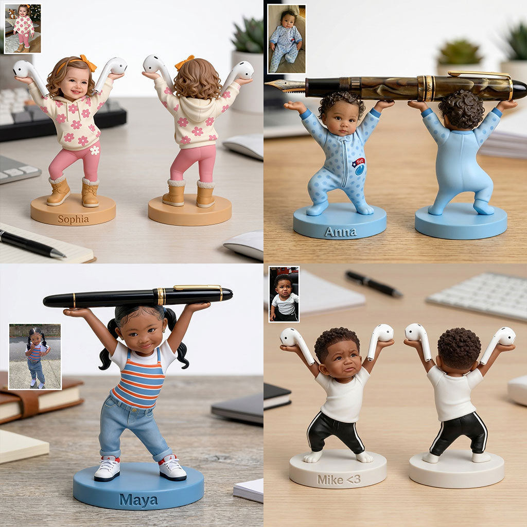 Niedlicher Stift/ Bluetooth Kopfhörer Halter Schreibtisch Zubehör für Eltern - Personalisierte Kinder Premium 3D Figur