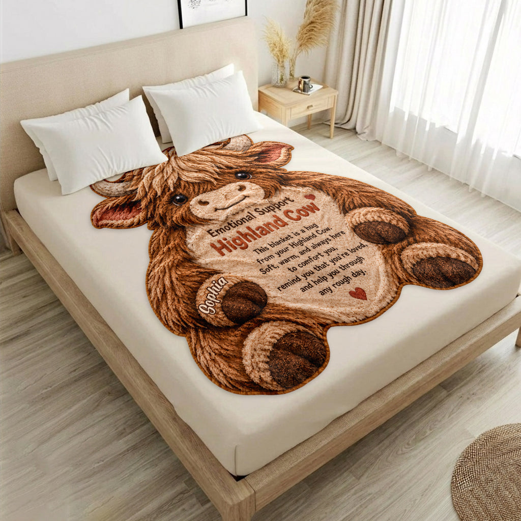 Du machst das großartig! Süße Hochlandkuh - Personalisierte Hochlandkuh-förmige Fleece-Decke