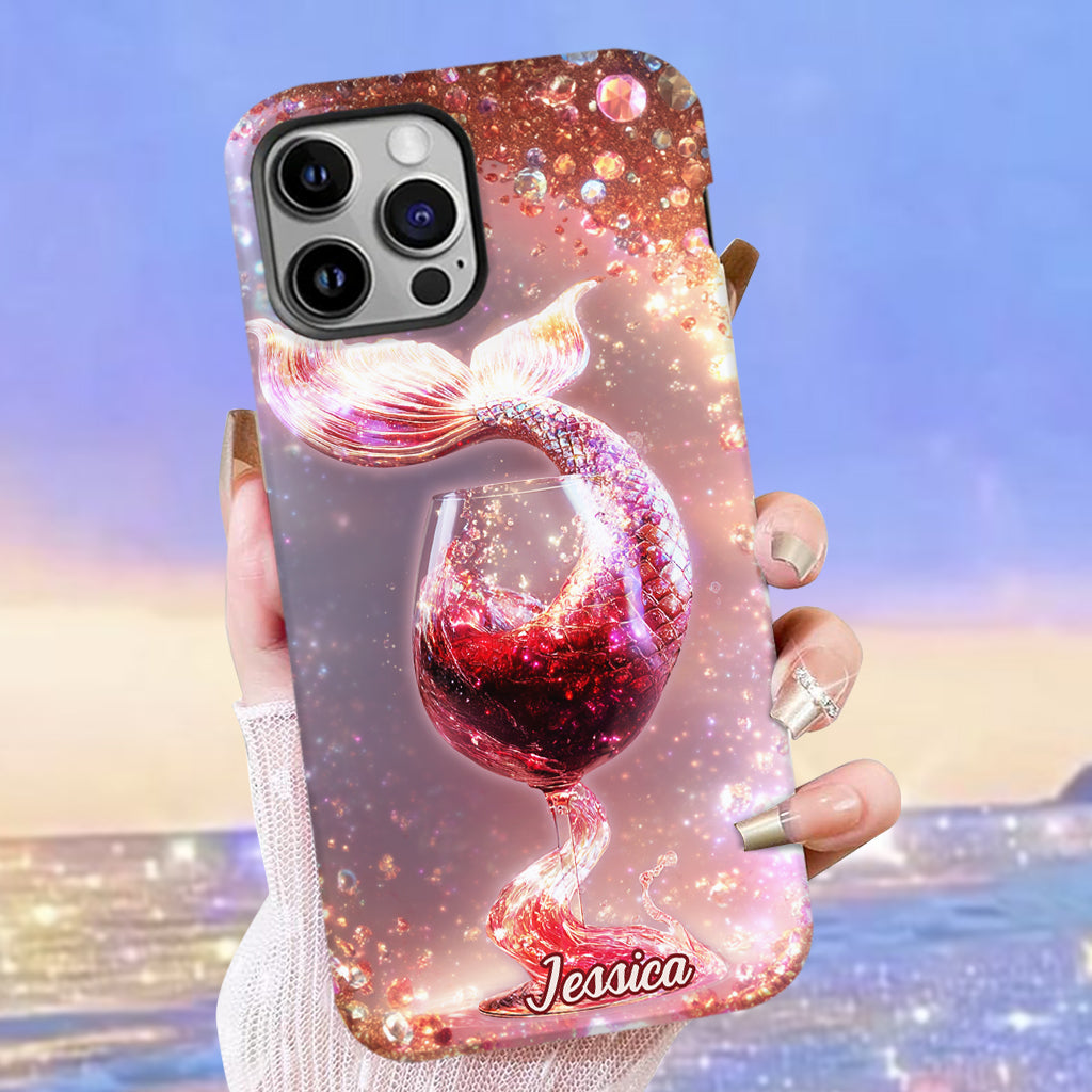 Je bois comme un poisson, je suis une sirène - Coque de téléphone personnalisée avec impression intégrale sur le thème du vin