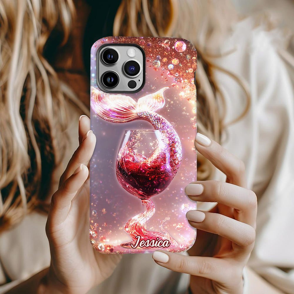 Je bois comme un poisson, je suis une sirène - Coque de téléphone personnalisée avec impression intégrale sur le thème du vin