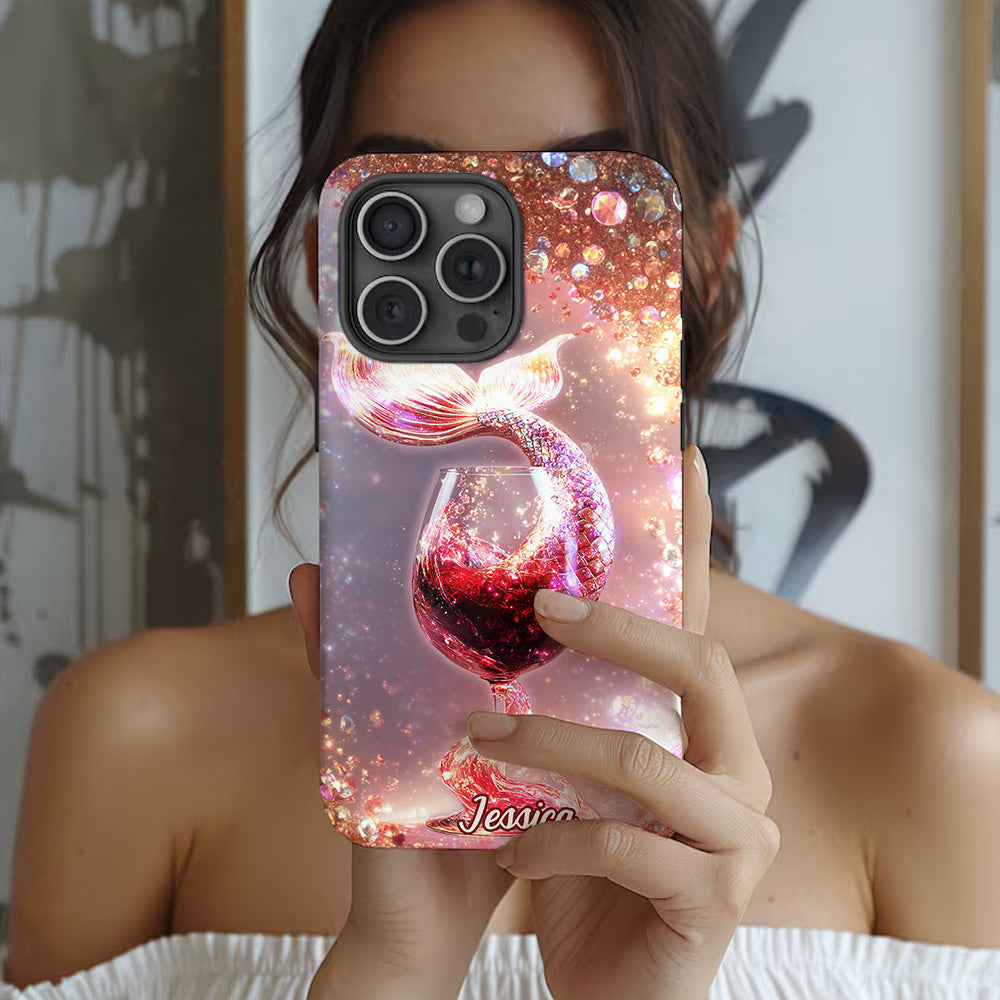 Je bois comme un poisson, je suis une sirène - Coque de téléphone personnalisée avec impression intégrale sur le thème du vin