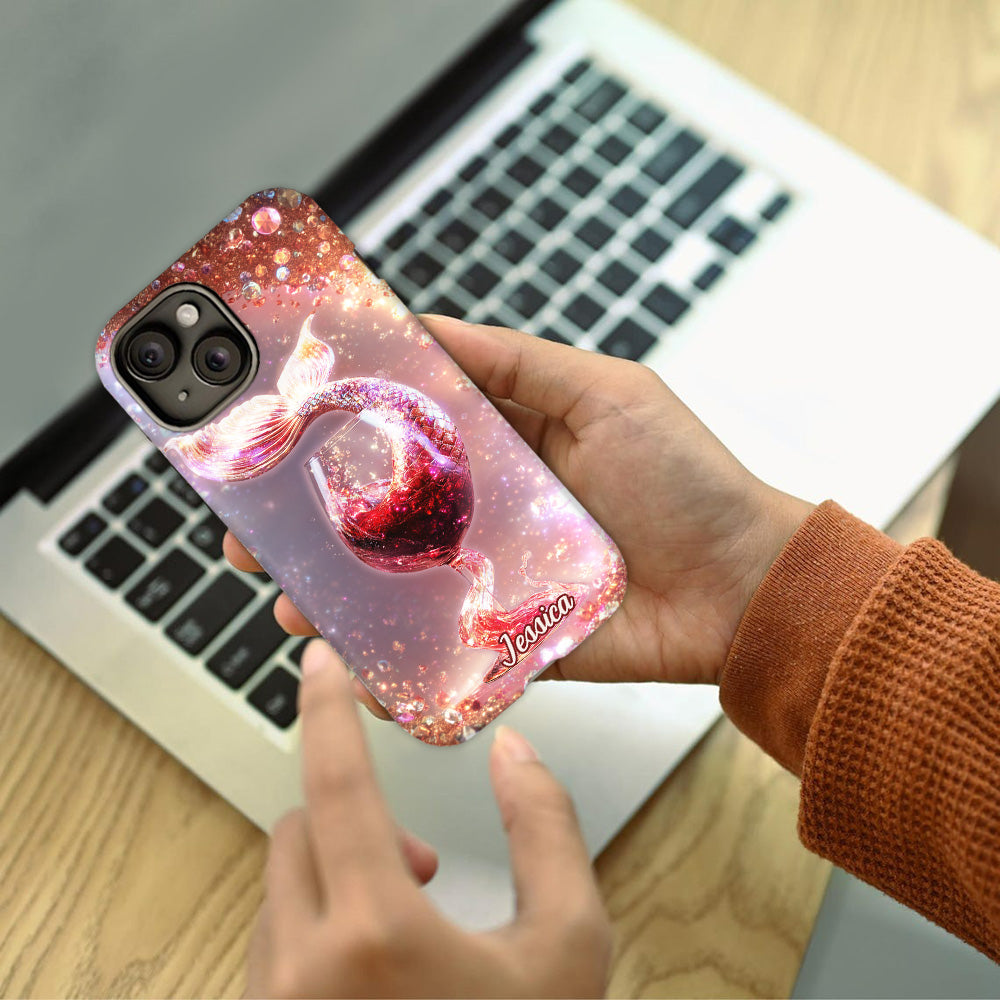 Je bois comme un poisson, je suis une sirène - Coque de téléphone personnalisée avec impression intégrale sur le thème du vin