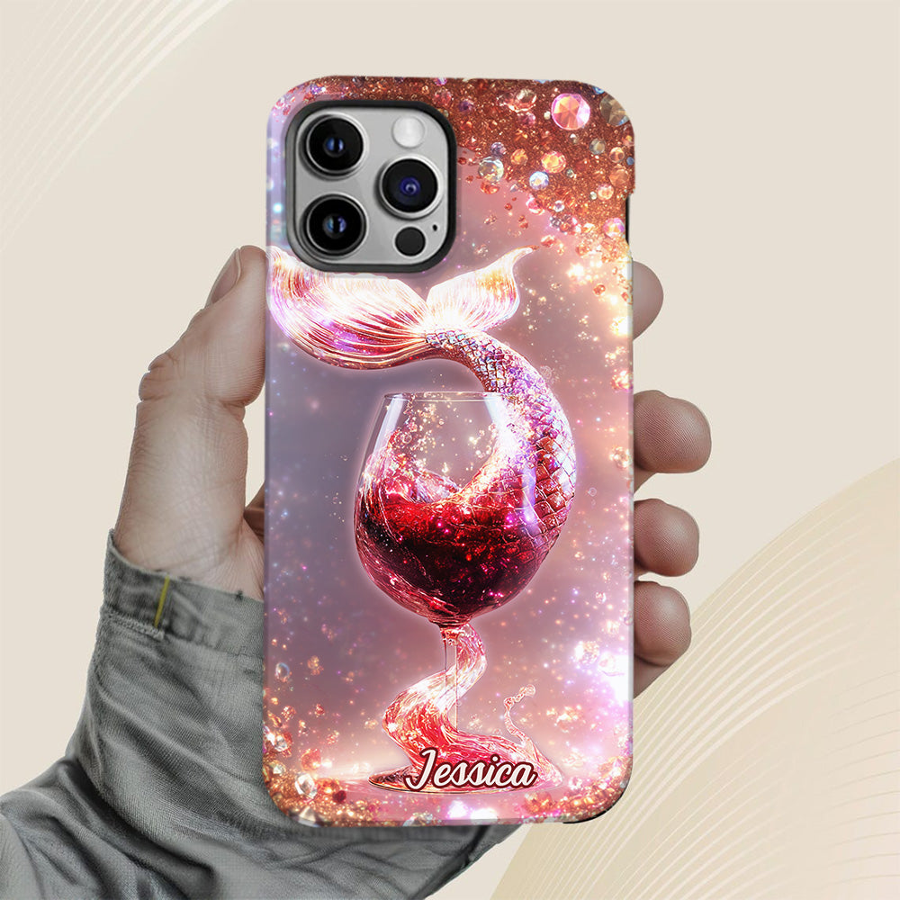 Je bois comme un poisson, je suis une sirène - Coque de téléphone personnalisée avec impression intégrale sur le thème du vin