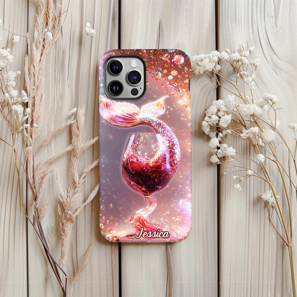 Je bois comme un poisson, je suis une sirène - Coque de téléphone personnalisée avec impression intégrale sur le thème du vin