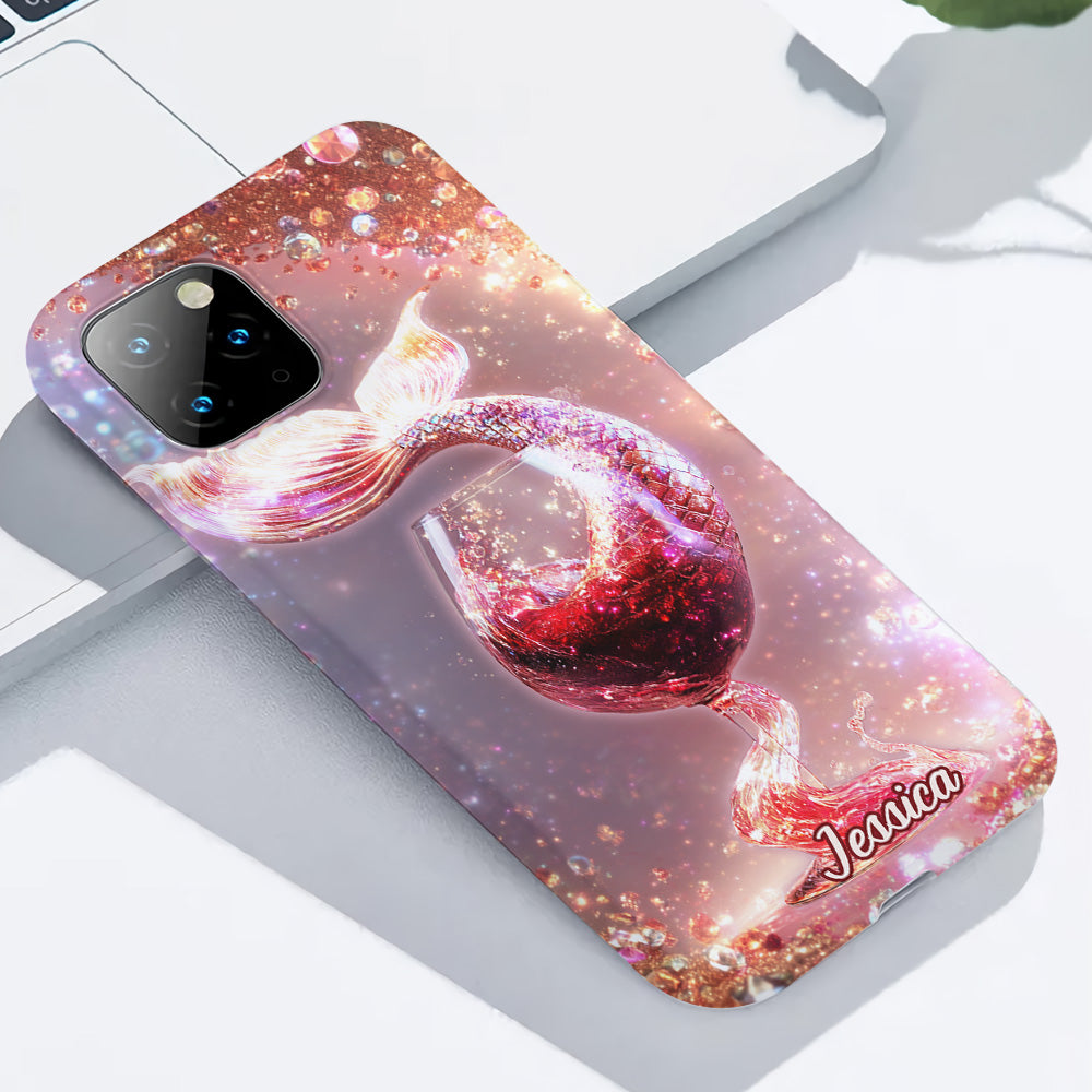 Je bois comme un poisson, je suis une sirène - Coque de téléphone personnalisée avec impression intégrale sur le thème du vin