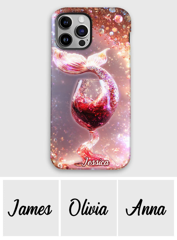 Je bois comme un poisson, je suis une sirène - Coque de téléphone personnalisée avec impression intégrale sur le thème du vin