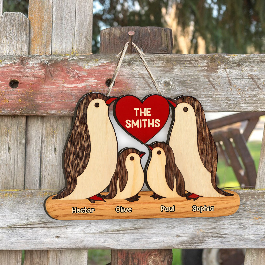Love My Family - Personalized Family Custom Shaped Wood Sign