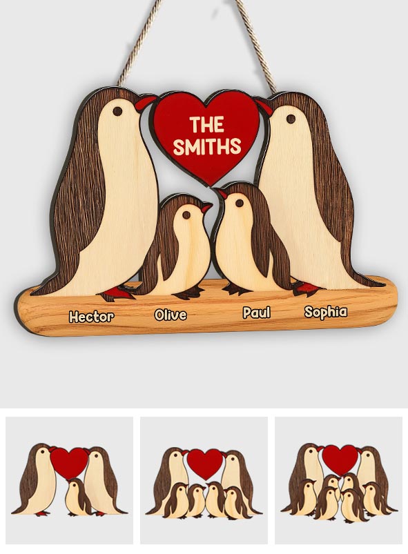 Love My Family - Personalized Family Custom Shaped Wood Sign