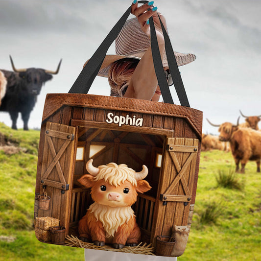 Sac fourre-tout personnalisé « Vache des Highlands » - Mignonne Vache